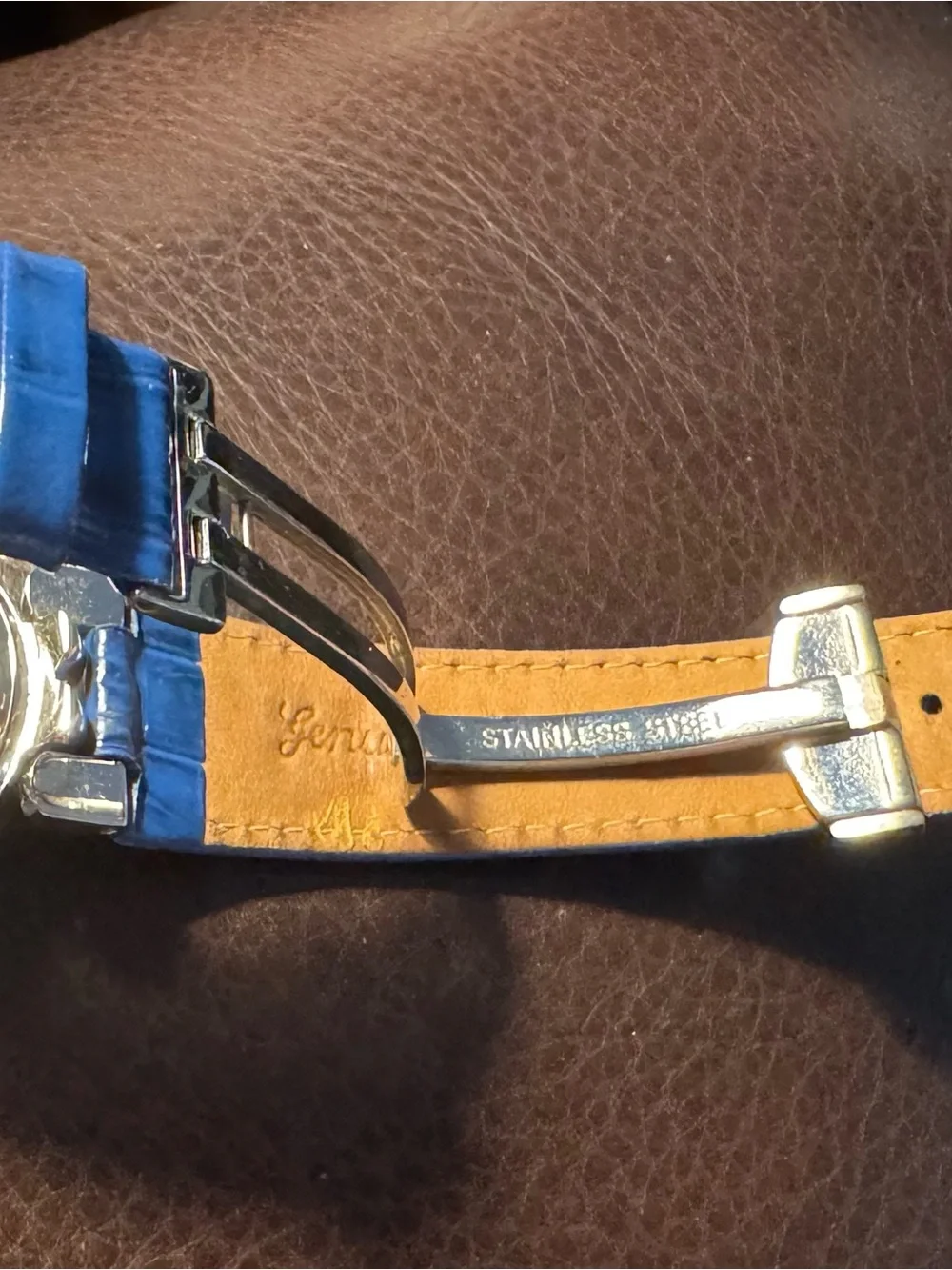 Croton Blue Leather Strap Crystal Dial Women's Watch